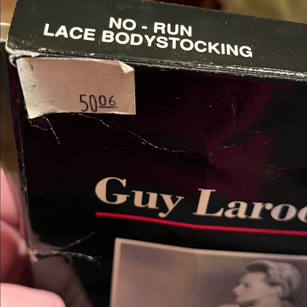 RARE NEW Vintage Guy Laroche No Run Lace bodystocking M black lingerie hosiery - Picture 3 of 6